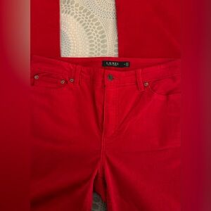 Red corduroy straight leg Ralph Lauren pants